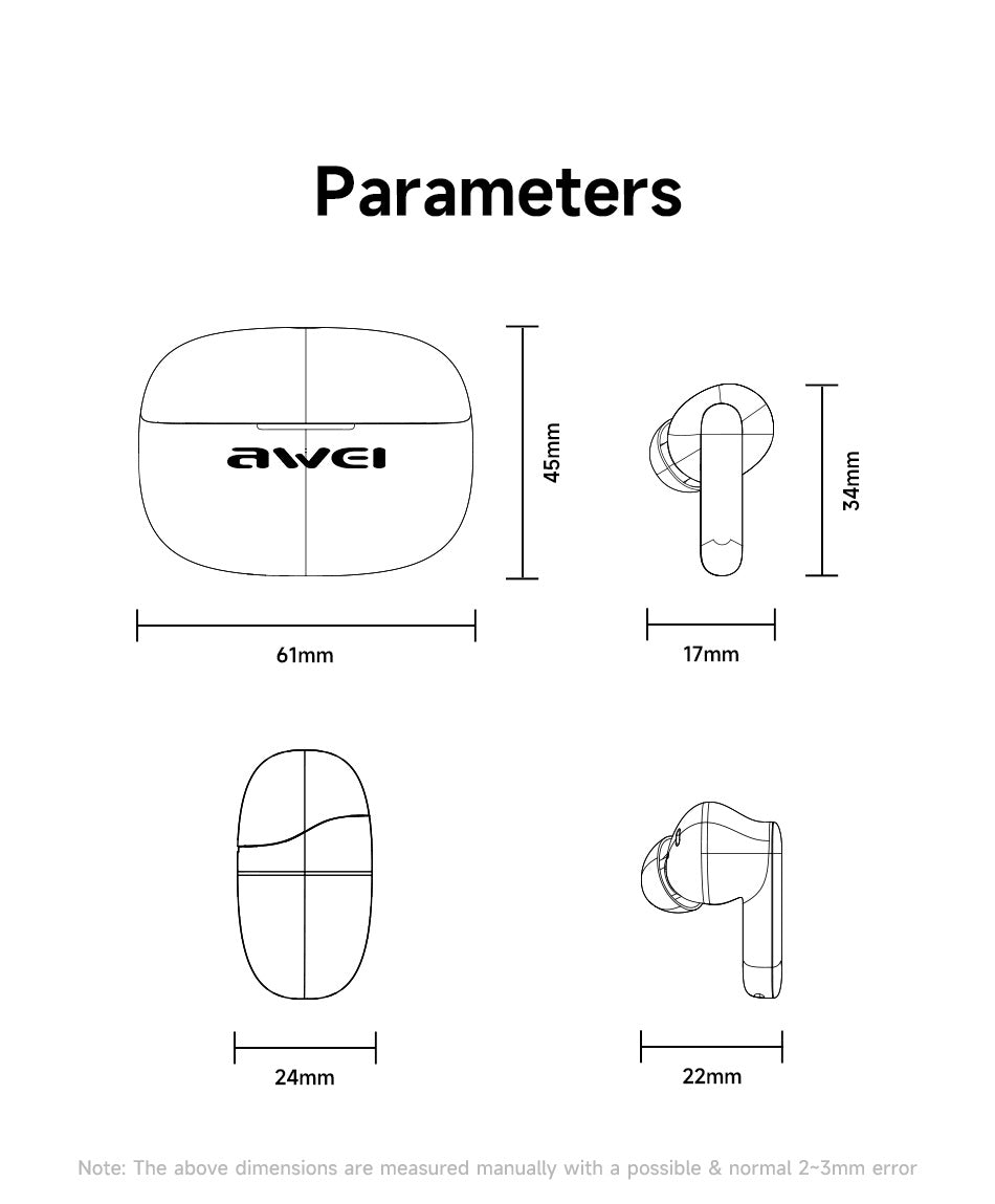 AWEI True Wireless Bluetooth Earphones